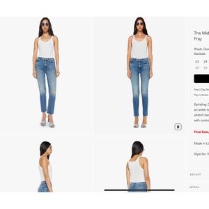 NWT Mother Mid Rise Dazzler Ankle Fray Going in Circles 26